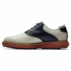 FootJoy Men's Traditions Spikeless Golf Shoes -Golf Sales Store footjoy traditions spikeless golf shoes tan navy 02 20643.1678140731