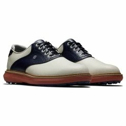FootJoy Men's Traditions Spikeless Golf Shoes -Golf Sales Store footjoy traditions spikeless golf shoes tan navy 05 64157.1678140726