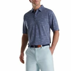 FootJoy Tropic Golf Print Lisle Self Collar Polo -Golf Sales Store footjoy tropic golf print lisle self collar polo bluestone denim 01 05441.1673902388