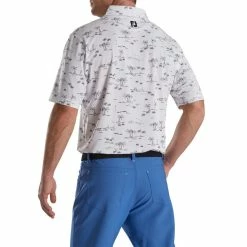 FootJoy Tropic Golf Print Lisle Self Collar Polo -Golf Sales Store footjoy tropic golf print lisle self collar polo white black 02 99642.1673902535