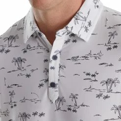 FootJoy Tropic Golf Print Lisle Self Collar Polo -Golf Sales Store footjoy tropic golf print lisle self collar polo white black 03 56080.1673902118