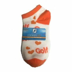 FootJoy Women's ComfortSof Low Cut Heart Print Fashion Sock -Golf Sales Store footjoy womens comfortsof low cut heart print fashion sock white orange 01 50847.1671656278