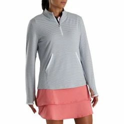 FootJoy Women's Half-Zip Tonal Stripe Mid-Layer -Golf Sales Store footjoy womens half zip tonal stripe mid layer grey 02 61909.1676598066
