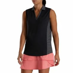 FootJoy Women's Open Placket Sleeveless Polo -Golf Sales Store footjoy womens open placket sleeveless polo black 02 39819.1673285373