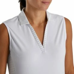 FootJoy Women's Open Placket Sleeveless Polo -Golf Sales Store footjoy womens open placket sleeveless polo white 04 73433.1673285373