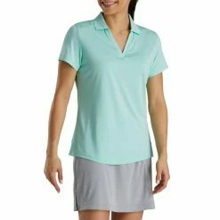 FootJoy Women's Open Placket Space Dye Polo -Golf Sales Store footjoy womens open placket space dye polo aquamarine white 02 54391.1631902166