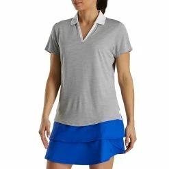 FootJoy Women's Open Placket Space Dye Polo -Golf Sales Store footjoy womens open placket space dye polo grey white 02 01494.1631902166