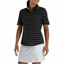 FootJoy Women's Pique Pinstripe Half Sleeve Polo -Golf Sales Store footjoy womens pique pinstripe half sleeve polo black 01 31064.1673904274