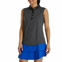 FootJoy Women's Sleeveless Pinstripe Polo -Golf Sales Store footjoy womens sleeveless pinstripe polo black 02 37872.1633122943