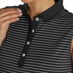 FootJoy Women's Sleeveless Pinstripe Polo -Golf Sales Store footjoy womens sleeveless pinstripe polo black 04 66089.1633122943