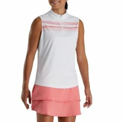 FootJoy Women's Watercolor Block Sleeveless Polo -Golf Sales Store footjoy womens watercolor block sleeveless polo white bright coral 02 84411.1676593136