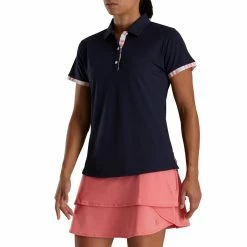 FootJoy Women's Watercolor Trim Polo -Golf Sales Store footjoy womens watercolor trim polo navy 02 28703.1676593851