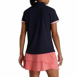FootJoy Women's Watercolor Trim Polo -Golf Sales Store footjoy womens watercolor trim polo navy 03 36295.1676588276