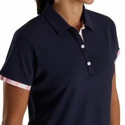 FootJoy Women's Watercolor Trim Polo -Golf Sales Store footjoy womens watercolor trim polo navy 04 63599.1676584497