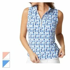 GGBLUE Tess Sleeveless Polo -Golf Sales Store ggblue tess sleeveless polo navy cube 01 73642.1676577795