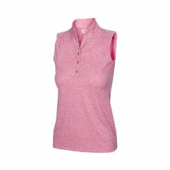Greg Norman Women's Heathered Dot Sleeveless Polo -Golf Sales Store greg norman womens heathered dot sleeveless polo coral guava 01 38371.1651765028