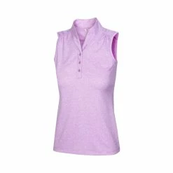 Greg Norman Women's Heathered Dot Sleeveless Polo -Golf Sales Store greg norman womens heathered dot sleeveless polo primrose 01 02980.1651765028