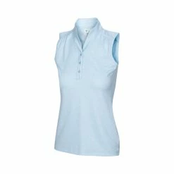 Greg Norman Women's Heathered Dot Sleeveless Polo -Golf Sales Store greg norman womens heathered dot sleeveless polo pure aqua 01 03522.1651765028