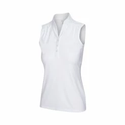 Greg Norman Women's Heathered Dot Sleeveless Polo -Golf Sales Store greg norman womens heathered dot sleeveless polo white 01 43506.1651765028