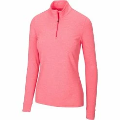 Greg Norman Women's Peached Heather 1/4 Zip -Golf Sales Store greg norman womens peached heather 1 4 zip field poppy heather 01 01802.1633111170