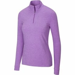 Greg Norman Women's Peached Heather 1/4 Zip -Golf Sales Store greg norman womens peached heather 1 4 zip sugar plum heather 01 15235.1633111170