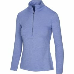 Greg Norman Women's Utility 1/2 Zip Mock -Golf Sales Store greg norman womens utility 1 2 zip mock sweet iris heather 01 28296.1671482570
