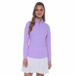 IBKUL Mini Check Long Sleeve Zip Mock -Golf Sales Store ibkul mini check long sleeve zip mock lavender 01 75550.1676595516