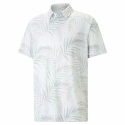 Puma Cloudspun Palm Leaf Polo -Golf Sales Store puma cloudspun palm leaf polo white minty burst 01 77594.1676576397