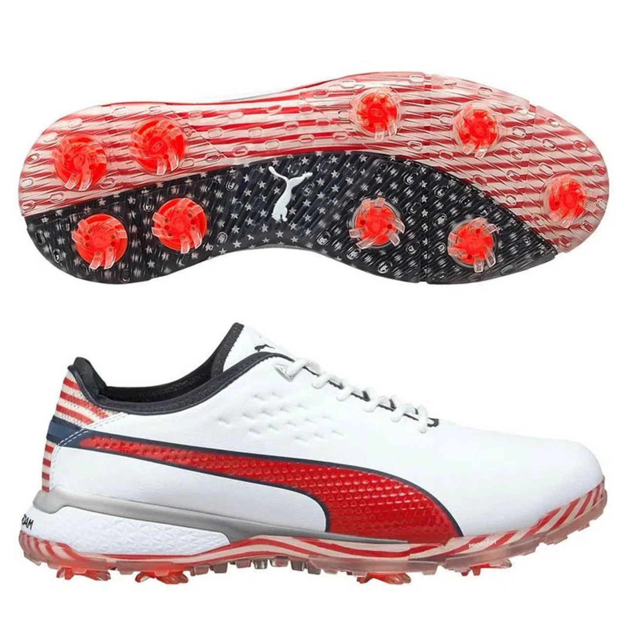 Puma Men's Limited Edition PROADAPT Delta USA Golf Shoes - White/High Risk Red/Navy Blazer 3 Puma Men's Limited Edition PROADAPT Delta USA Golf Shoes - White/High Risk Red/Navy Blazer
